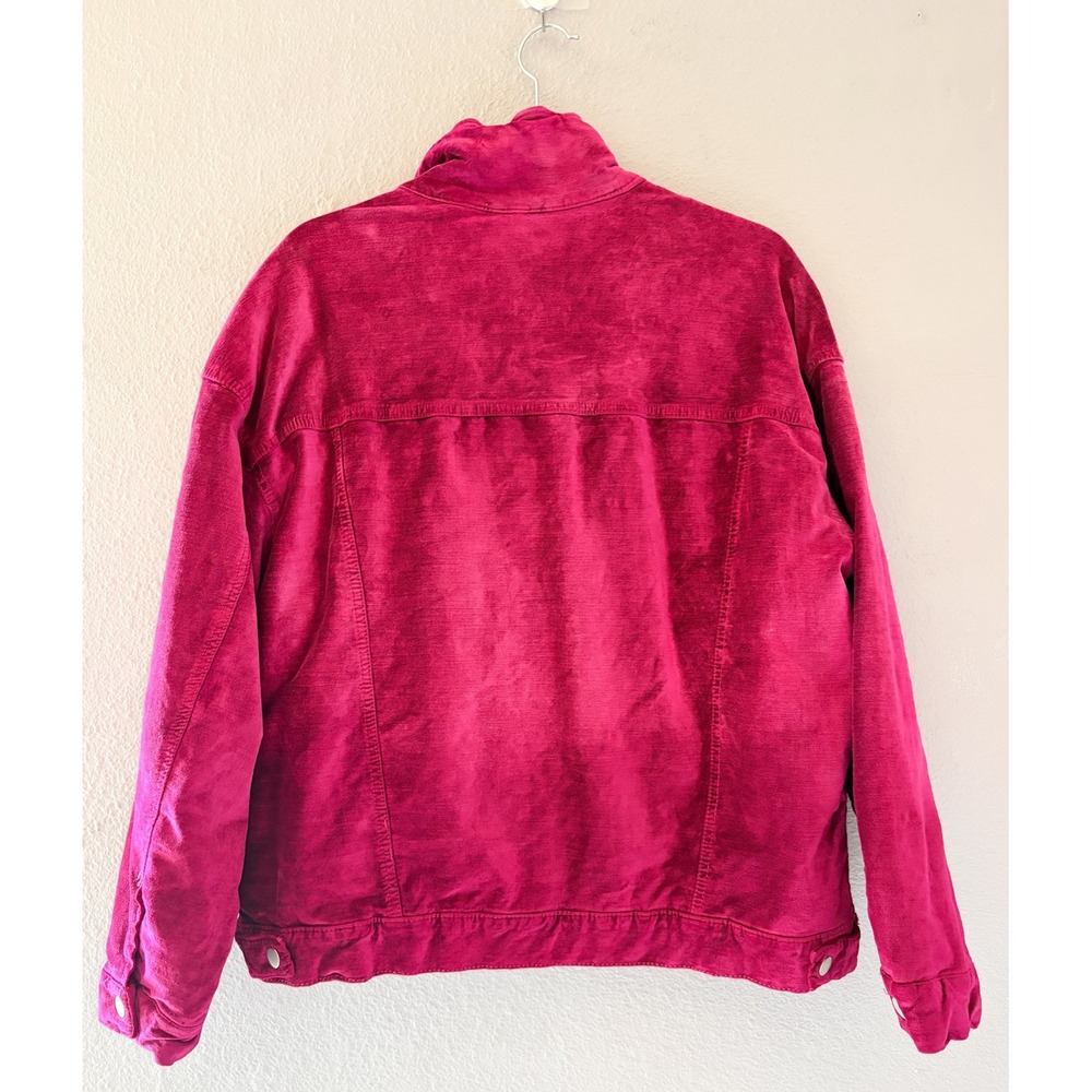 Free People Velvet Trucker Jacket Magenta Pink M/L Retro Boho - Picture 5 of 5